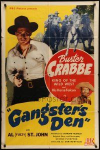 3j334 GANGSTER'S DEN 1sh '45 Buster Crabbe & his horse Falcon, Al 'Fuzzy' St. John!