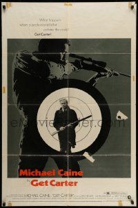 3j343 GET CARTER 1sh '71 cool image of Michael Caine holding shotgun!