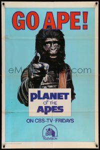 3j360 GO APE TV 1sh '74 Planet of the Apes, wonderful Uncle Sam parody art!