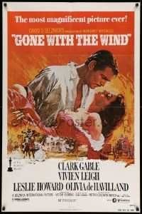 3j368 GONE WITH THE WIND 1sh R80 Clark Gable, Vivien Leigh, Terpning artwork, all-time classic!