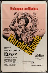 3j400 HAROLD & MAUDE 1sh R79 Ruth Gordon, Bud Cort is equipped to deal w/life!