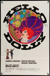 3j407 HELLO DOLLY 1969 roadshow 1sh '69 art of Barbra Streisand & Walter Matthau by Richard Amsel!