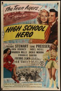 3j416 HIGH SCHOOL HERO 1sh '46 The Teen-Agers, Freddie Stewart, June Preisser!
