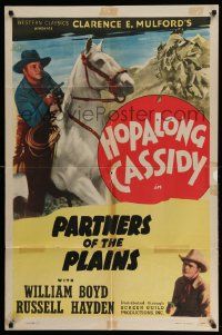 3j424 HOPALONG CASSIDY style C 1sh '46 art of William Boyd, Partners of the Plains!