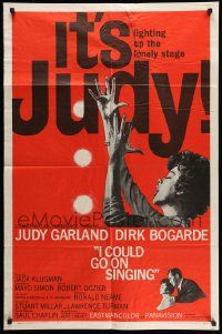 3j430 I COULD GO ON SINGING 1sh '63 artwork of Judy Garland performing with Dirk Bogarde!