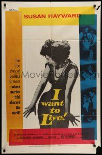 3j434 I WANT TO LIVE 1sh '58 Susan Hayward as Barbara Graham in the gas chamber!