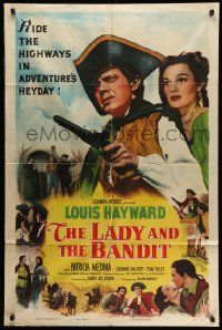 3j485 LADY & THE BANDIT 1sh '51 artwork of masked Louis Hayward & Patricia Medina!
