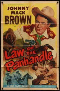 3j504 LAW OF THE PANHANDLE 1sh '50 Texas cowboy Johnny Mack Brown, Jane Adams & Riley Hill!
