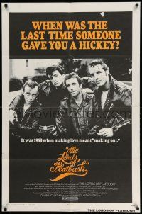 3j524 LORDS OF FLATBUSH 1sh '74 cool portrait of Fonzie, Rocky, & Perry as greasers in leather