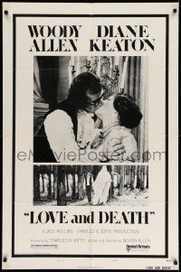 3j529 LOVE & DEATH style B 1sh '75 Woody Allen & Diane Keaton romantic kiss close up!