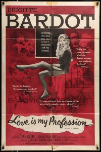 3j530 LOVE IS MY PROFESSION 1sh '59 Georges Simoneon's En Cas de Malheur, sexy Brigitte Bardot!