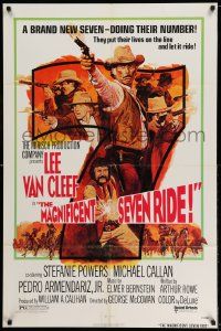 3j539 MAGNIFICENT SEVEN RIDE 1sh '72 art of cowboy Lee Van Cleef firing six-shooter!