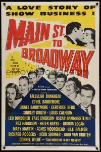 3j541 MAIN ST. TO BROADWAY 1sh '53 Tom Morton, Calhern, pretty Mary Murphy, many stars!