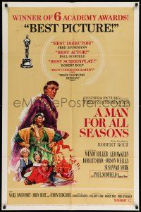 3j543 MAN FOR ALL SEASONS style C 1sh '66 Paul Scofield, Robert Shaw, Best Picture Academy Award!