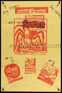 3j555 MARATHON OF FRIGHT 1sh '60s The Spider, The Amazing Colossal Man, & It Conquered the World!