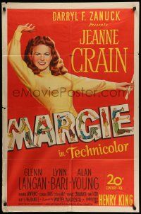 3j556 MARGIE 1sh '46 great artwork of sexy Jeanne Crain, plus cool title design!