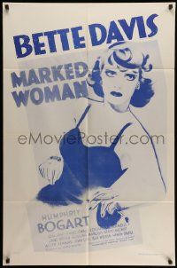 3j558 MARKED WOMAN 1sh R56 Bette Davis two-timing her way to love with Humphrey Bogart!