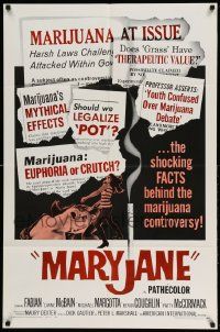 3j562 MARYJANE 1sh '68 AIP, marijuana, drugs, Fabian, Teri Garr, the shocking facts!