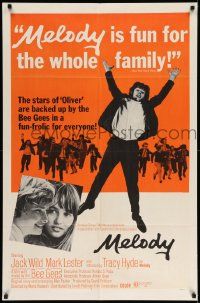 3j573 MELODY 1sh '71 Mark Lester & Jack Wild, how old is old enough for your first love!