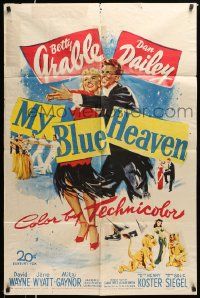 3j607 MY BLUE HEAVEN 1sh '50 great art of sexy dancer Betty Grable & Dan Dailey too!