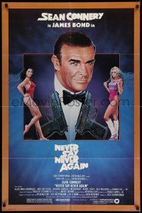 3j617 NEVER SAY NEVER AGAIN 1sh '83 art of Sean Connery as James Bond 007 by Rudy Obrero!