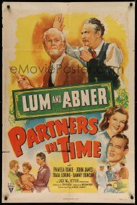 3j659 PARTNERS IN TIME style A 1sh '46 art of radio stars Chester 'Lum' Lauck & Norris 'Abner' Goff!