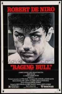 3j699 RAGING BULL 1sh '80 Martin Scorsese, Kunio Hagio art of boxer Robert De Niro!