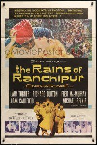 3j702 RAINS OF RANCHIPUR 1sh '55 Lana Turner, Richard Burton, rains couldn't wash their sin away!
