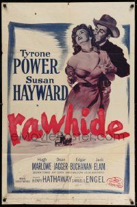 3j704 RAWHIDE 1sh R56 Tyrone Power & pretty Susan Hayward in western action!