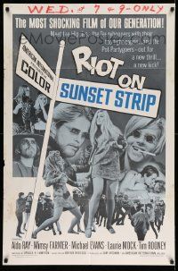 3j720 RIOT ON SUNSET STRIP 1sh '67 hippies with too-tight capris, crazy pot-partygoers!