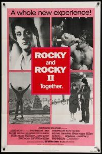 3j728 ROCKY/ROCKY II 1sh '80 Sylvester Stallone boxing classic double-bill!