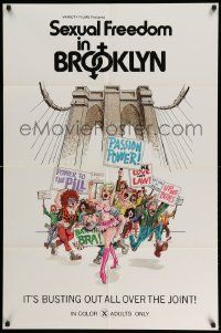 3j761 SEXUAL FREEDOM IN BROOKLYN 1sh '71 great artwork, it's busting out all over the joint!