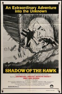 3j763 SHADOW OF THE HAWK 1sh '76 wild art of avenging Native American spirits!