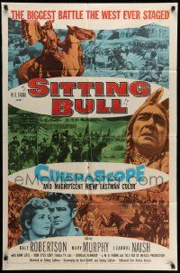 3j785 SITTING BULL 1sh '54 cool artwork of Dale Robertson, Mary Murphy & Native Americans!