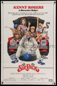 3j786 SIX PACK 1sh '82 great artwork of Kenny Rogers & his young car racing crew!