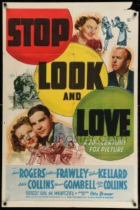 3j822 STOP LOOK & LOVE 1sh '39 Jean Rogers, William Frawley, cool traffic signal design!