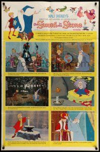 3j852 SWORD IN THE STONE style B 1sh '64 Disney's cartoon story of King Arthur & Merlin the Wizard!
