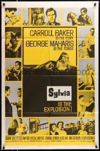 3j854 SYLVIA 1sh '65 sexy Carroll Baker is the powder, George Maharis is the fuse!