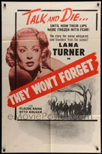 3j878 THEY WON'T FORGET 1sh R56 glamorous older Lana Turner in her first notable role!