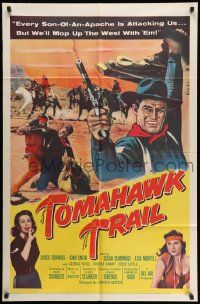 3j901 TOMAHAWK TRAIL 1sh '57 Chuck Connors, John Smith, Native American Lisa Montell, western!