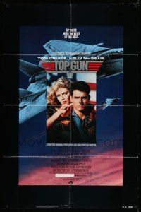 3j907 TOP GUN 1sh '86 great image of Tom Cruise & Kelly McGillis, Navy fighter jets!