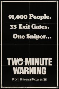 3j927 TWO MINUTE WARNING teaser 1sh '76 Charlton Heston, John Cassavetes, sniper at football game!