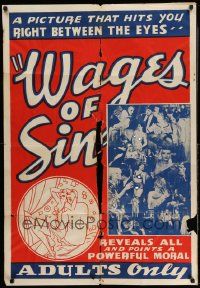 3j945 WAGES OF SIN 1sh R40s girls who are broke and desperate led to ruin by unscrupulous men!