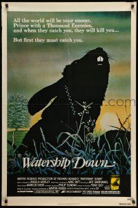 3j955 WATERSHIP DOWN 1sh '78 based on Richard Adams' best seller, cool bunny art!