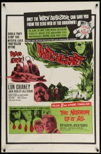 3j979 WITCHCRAFT/HORROR OF IT ALL 1sh '64 Lon Chaney Jr, they returned to reap BLOOD HAVOC!