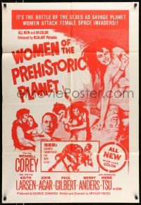 3j983 WOMEN OF THE PREHISTORIC PLANET military 1sh '66 savage women attack female space invaders!