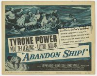 3k078 ABANDON SHIP TC '57 Tyrone Power & 25 survivors in a lifeboat which can hold only 12!