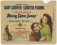 3k092 ALONG CAME JONES TC '45 Norman Rockwell art of Gary Cooper + c/u with sexy Loretta Young!