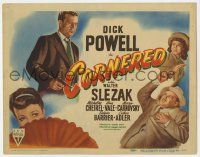 3k182 CORNERED TC '46 great art of the NEW rougher & tougher Dick Powell with gun!