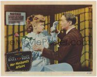 3k716 HER HUSBAND'S AFFAIRS LC #2 '47 great close up of Lucille Ball & Franchot Tone behind bars!
